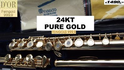 Querflöte Gold 999,9 24 K Traversiere ORO Flauta ORO, 900 21 plate
