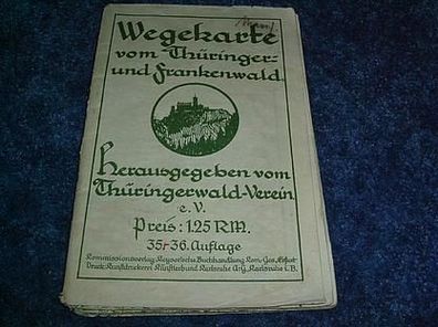 Wegekarte vom Thüringer-und Frankenwald 1938
