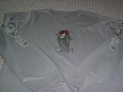 Shirt mit langen Arm-Größe 42-grau mit Motiv