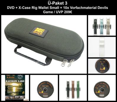 Angel DVD + X-Case Rig Wallet + 10x Vorfachmaterial Vorfachschnur Angeltasche