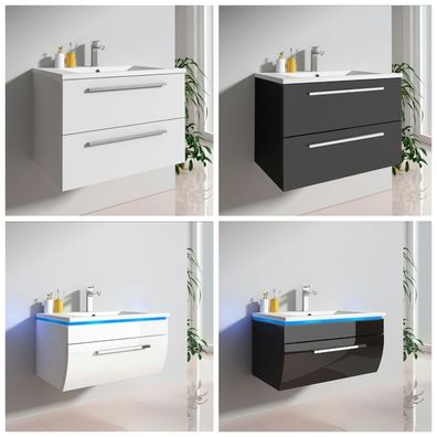 Badmöbel-Set Unterschrank Waschtisch Gäste-WC 60 cm 70 cm 90 cm weiß schwarz