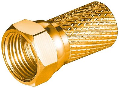 Aufdreh F-Stecker Kupfer vergoldet für Kabeldurchmesser bis 7 mm
