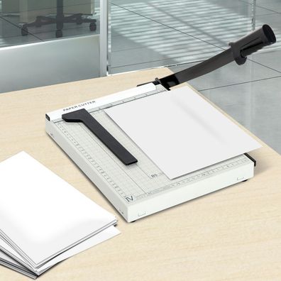 Homcom® Papierschneidemaschine Hebelschneider Papierschneider bis DIN A4 Metall Weiß