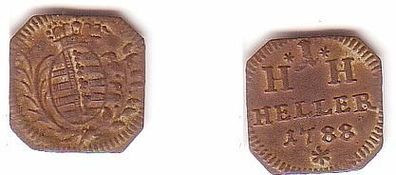 1 Heller Kupfer Münze Sachsen 1788