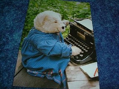 610/ Postkarte-Teddys an der Schreibmaschine