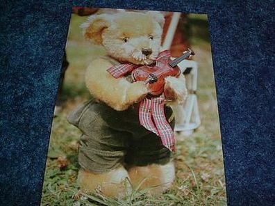 611/ Postkarte-Teddy mit der Geige