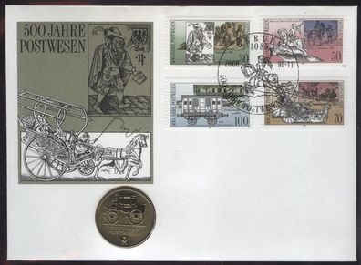 Numisbrief DDR 500 Jahre Postwesen 28.8.1990 (5 M ) Worbes D-120