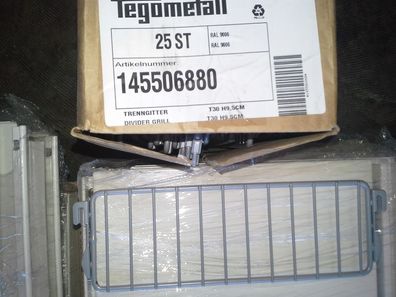 5 Stück Tegometall Trenngitter für Frontgitter Ral 9006 Silber H-9,5 T-30