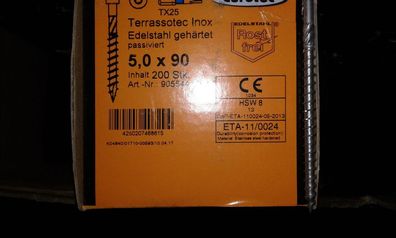 Eurotec Terrassenschrauben 5 x 90 - Edelstahl gehärtet, Terrassotec Inox 200 Stk