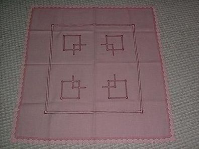 Tischdecke Handarbeit 83x86cm mit Lochstickerei