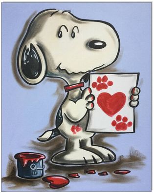Klausewitz: Original Acryl auf Leinwand: Snoopy Heart / 40x50 cm