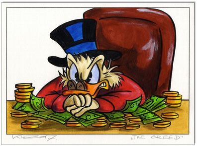 Klausewitz: Original Acryl auf Acrylmalpapier: Dagobert Duck The Greed /30x40 cm