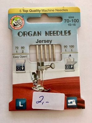 5 Nähmaschinennadeln Jersey 70-100 Organ Needles