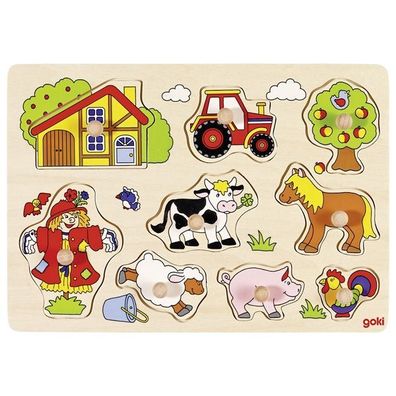 Steckpuzzle "Bauernhof VI" Tiere Puzzle goki Holzpuzzle 57995