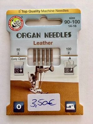 5 Nähmaschinennadeln Leder 90-100 Organ Needles