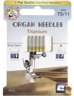 5 Nähmaschinennadeln Organ Needles Titanium 75