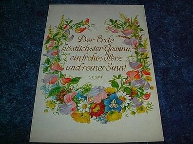 1858/ Wiechmann Bildkarte mit Spruch-Blumenkranz