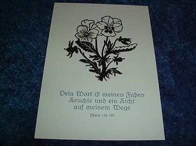 1862/ Postkarte-Spruch u Scherenschnitt-Stiefmütterchen