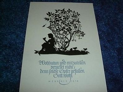1865/ Postkarte-Spruch u Scherenschnitt-Wilder Wein