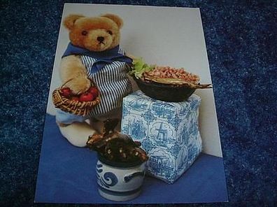1867/ Postkarte-Teddy mit Obstkorb