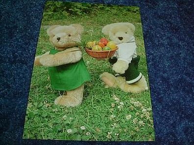 1870/ Postkarte-Teddy mit Osterkorb
