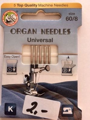 5 Organ Needles Nähmaschinennadeln Universal
