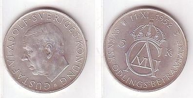 5 Kronen Silber Münze Schweden 1952