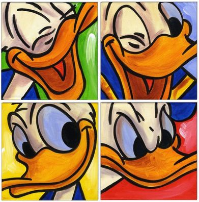 Klausewitz: Original Acryl auf Leinwand: Donald Duck III / 4 Bilder 20x20 cm