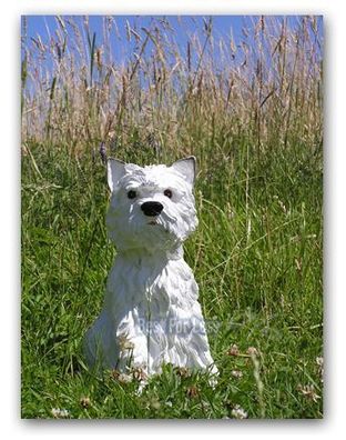 West Highland Terrier Hunde Figur Gartenfigur lebensecht Aufstellfigur Deko Artikel