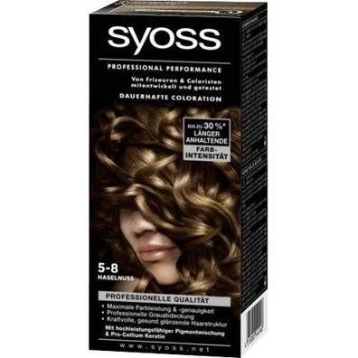 Syoss Haselnuss 5-8 dauerhafte Haarfarbe mit Pro-Cellium Keratin Professional Colors
