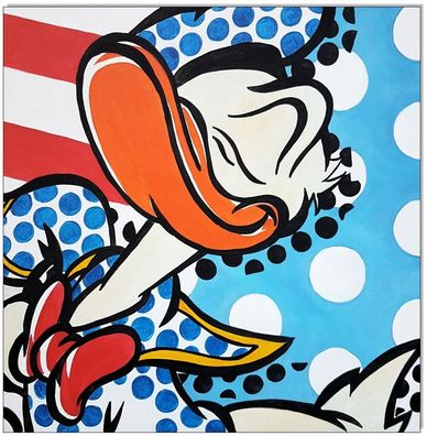 Klausewitz: Original Acryl auf Leinwand: Donald Duck Pop Art/ 60x60 cm