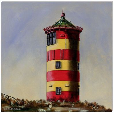 Klausewitz: Original Acryl auf Leinwand: Leuchtturm Pilsum / 30x30 cm