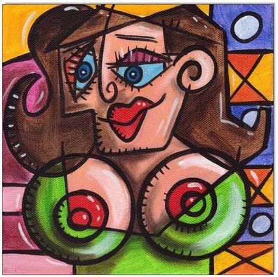 Klausewitz: Original Acryl auf Leinwand: Picasso Style Erotic Art 3/ 20x20 cm