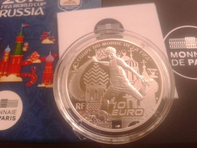 Original 10 euro 2018 PP 22,2g Silber Frankreich Fussball WM in Russland