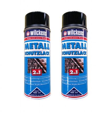 2 x Wilckens 400ml Metall Schutzlack Spray 2in1 Rostschutz schwarz