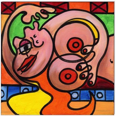 Klausewitz: Original Acryl auf Leinwand: Picasso Style Erotic Art 8/ 20x20 cm