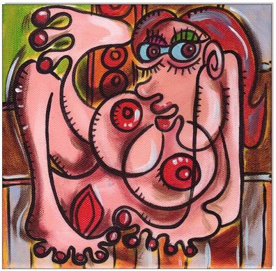 Klausewitz: Original Acryl auf Leinwand: Picasso Style Erotic Art 9/ 20x20 cm