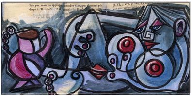 Klausewitz: Original Acryl Collage auf Leinwand: Picasso Style Erotic Art 15/15x30 cm