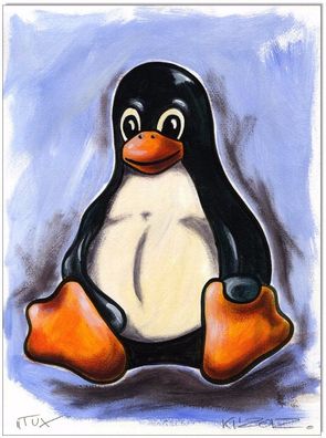 Klausewitz: Original Acrylfarben auf Malpapier : Linux Tux / 24x32 cm