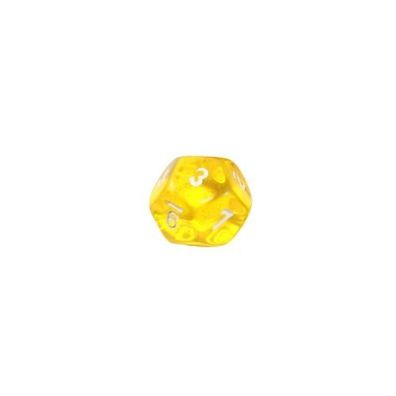 12-seitiger Würfel - Dodekaeder - W12 - transparent - gelb