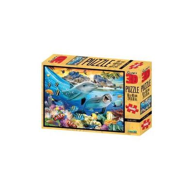3D Puzzle - 500 Teile - Island Sunset - Meer - Delfine