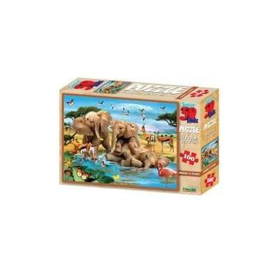 3D Puzzle Kids - 100 Teile - Making a Splash - Elefanten - Afrika