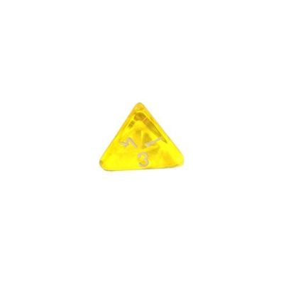 4-seitiger Würfel - Tetraeder - W4 - transparent - gelb