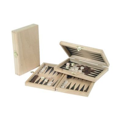 Backgammon - Buche - bedruckt - 19x12 cm