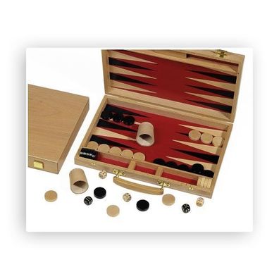 Backgammon - Buche - natur - Intarsie - 35x24 cm