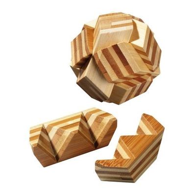 Ball-Puzzle - Bambus - 6 Puzzleteile - Denkspiel - Knobelspiel - Geduldspiel
