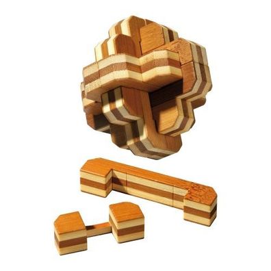 Blüten-Puzzle - Bambus - 12 Puzzleteile - Denkspiel - Knobelspiel - Geduldspiel