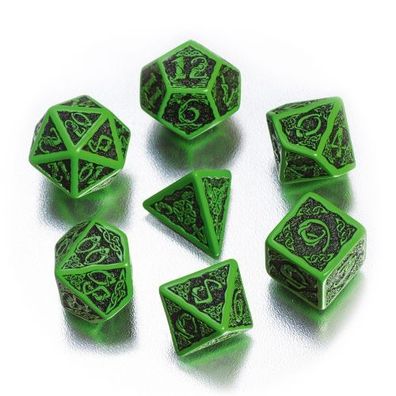 Celtic 3D Revised Würfel-Set - 7 Stück - grün und schwarz