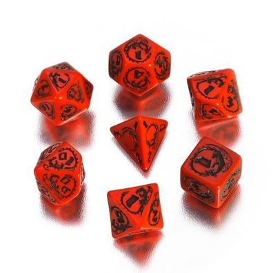 Dragons Würfel - 7 Stück - rot und schwarz
