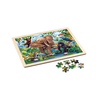 Holz-Rahmenpuzzle - Junior Jungle - Elefant und Affe